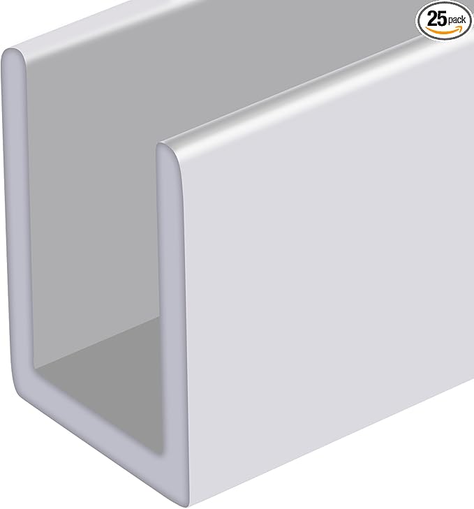 Brixwell SDCD38W-CCP48-XCP25 White 3/8" Fixed Panel Shower Door Deep U-Channel
