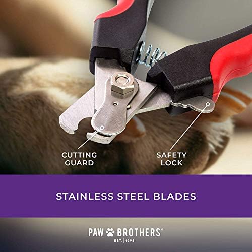 Ryan's Pet Supplies Paw Brothers Nail Clipper for Dogs and Cats, Pet Nail Clippers, Safe Grooming Tool, Professional Grade, Stainless Steel Blades, Saftey Guard, Large, 6.5 inches