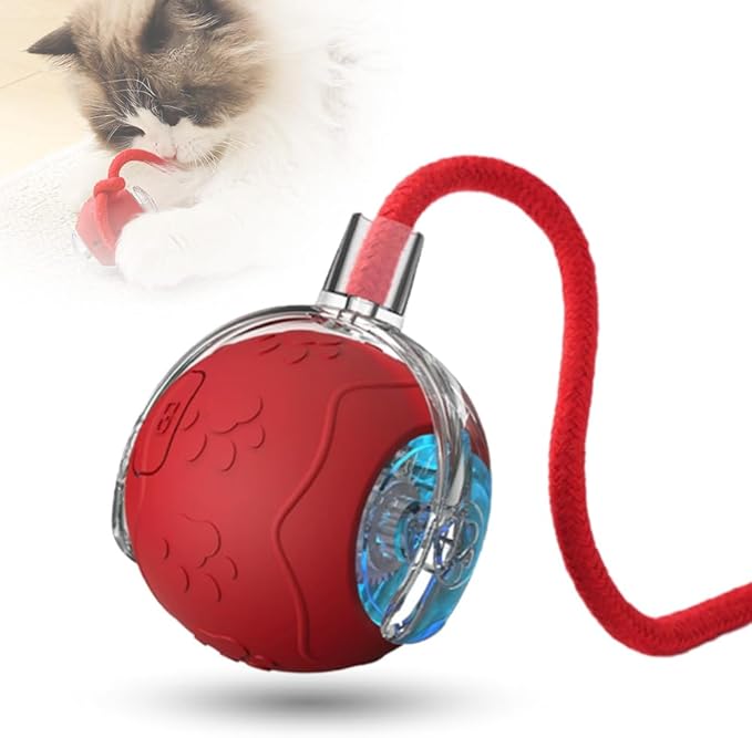 Interactive Cat Toy Balls, 2025 New Cat Toys for Bored Indoor Adult Cats Peppy Pet Ball for Cats (Red)