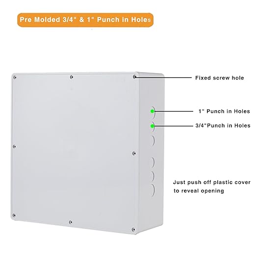 12" x 12" x 4" PVC Plastic Junction Box