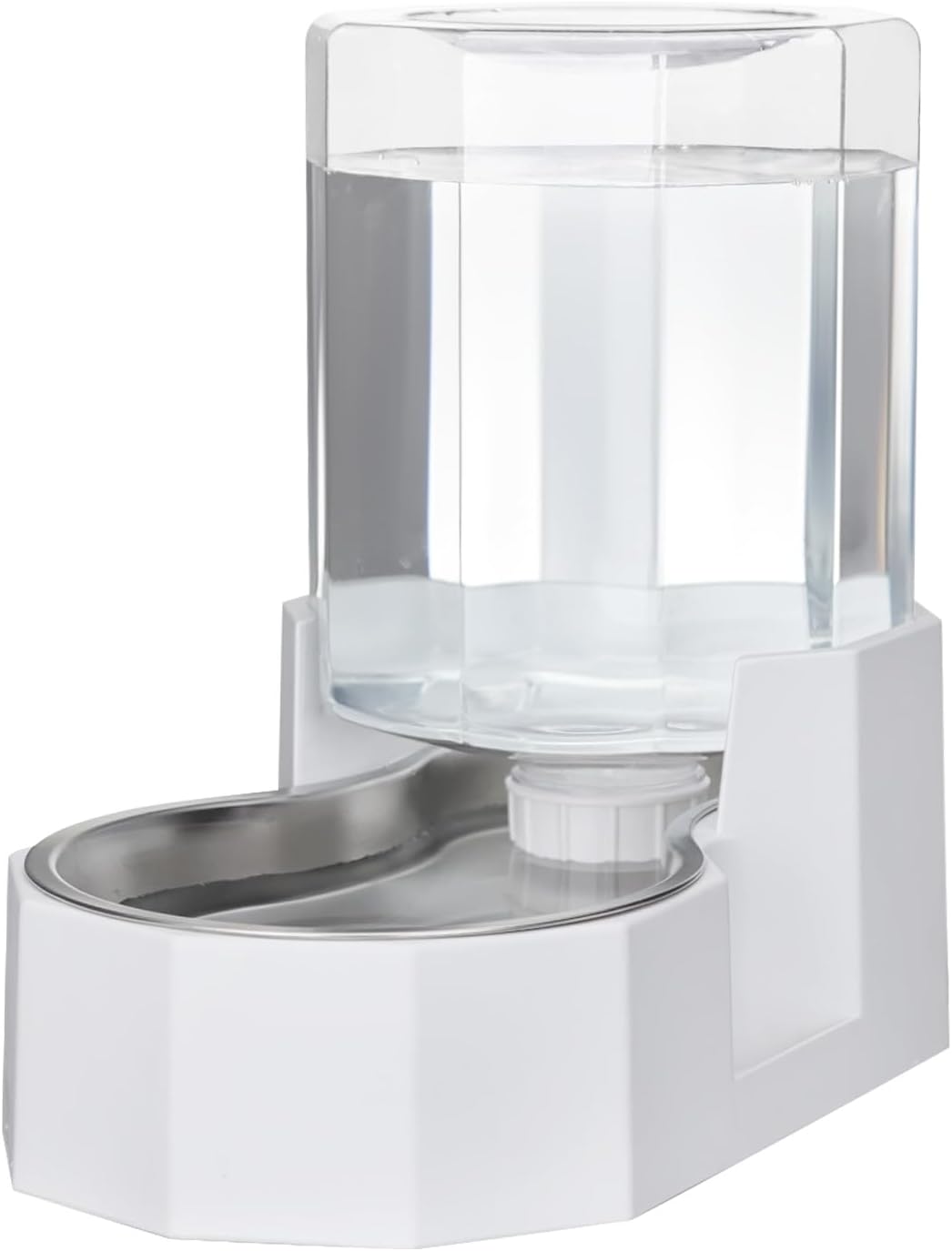 Sfozstra Gravity Water Bowl Dispenser : Automatic 4L White Cat Stainless Steel Feeder Without Filters for Pets Indoor/Outdoor by Owners