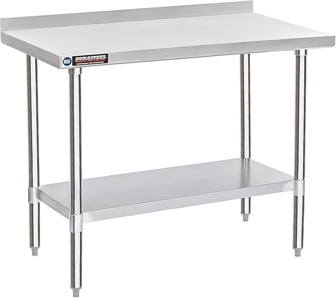 DuraSteel NSF Stainless Steel Table - 24 x 48 Inch Metal Work Table w/Undershelf - Commercial Kitchen, Restaurant, Garage, Laundry - Outdoor Stainless Steel Prep Tables Countertop Island Grill Small