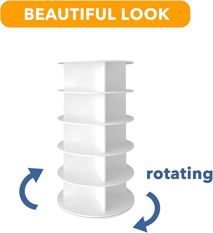 SpaceAid 5 Tier Rotating Shoe Rack Tower, Spinning Shoe Display Lazy Susan