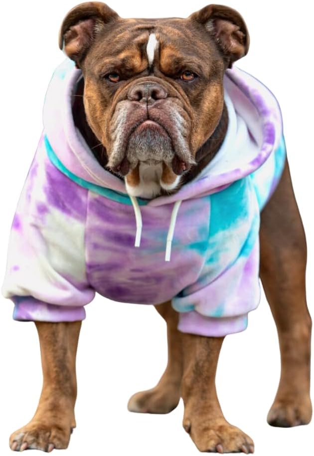 Spark Paws Dog Hoodie – Premium Dog Sweater for Small, Medium, and Large Dogs | Warm Outfits for French Bulldogs, Pitbull, Puppy, Winter Jacket Alternative - 90s Retro Sky Dye - 2XL