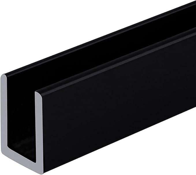 Brixwell SDCD38MBL-CCP48 Matte Black 3/8" Fixed Panel Shower Door Deep U-Channel