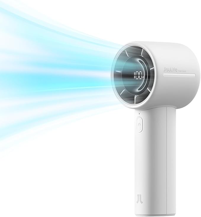 JISULIFE Handheld Turbo Fan Life10s, 5000mAh Rechargeable Portable Fans