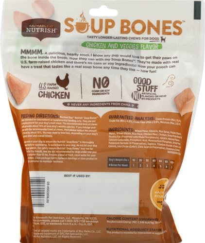 Nutrish Rachael Ray Soup Bones Dog Treats, Chicken & Veggies Flavor, 6 Bones (Pack of 2)