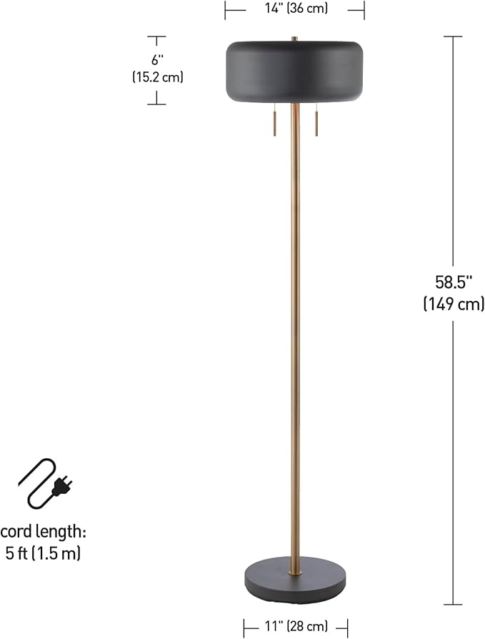 GLOBE Electric 67346 Novogratz x Floor Lamp, Dark Gray