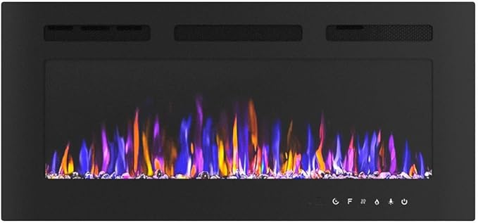 36" Electric Fireplace Wall Mounted and Recessed