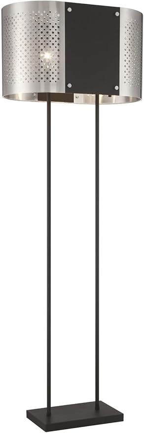GEORGE KOVACS P5534-420 Noho Two Light Floor Lamp, Brushed Nickel W/Sand Coal