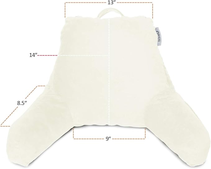 Nestl Reading Pillow for Kids & Teens with Shredded Memory Foam, Backrest Pillows for Reading, Watching, and Gaming, Use on The Couch, Bed, or Floor, Adjustable Support with Washable Cover Off White