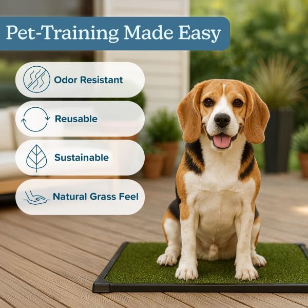 Artificial Grass Puppy Pee Pad for Dogs and Small Pets - 20x25 Inch, Reusable 3-Layer Turf Pads for Dogs with Tray - Indoor and Outdoor Fake Grass Potty Pet Supplies by PETMAKER