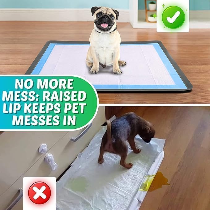 Skywin Dog Pee Pad Holder - Fits Up to 30” x 36” Pee Pad - 2 Pack - Grey | Stable Grip, Soft Edges, Quick Wipe Silicone Surface, Dog Pad Holder for Indoor Flooring Protection