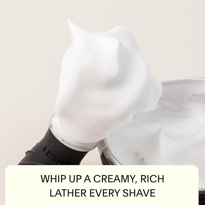 Leaf Shave Grooming Brush - Metal & Silicone Handle, Sage | Measuring cup handle for use with soap and bowl sets, compatible with soap bar and accessories