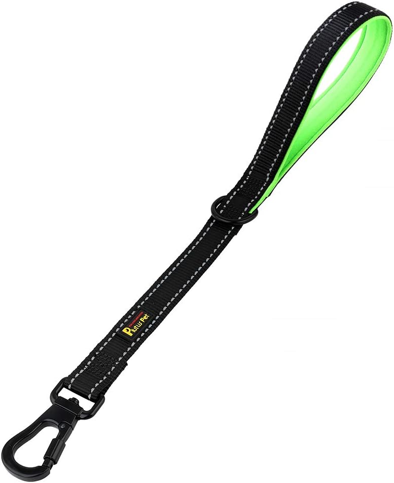 PLUTUS PET Short Training Dog Leash with Padded Handle for Medium Large Big Dogs,18 Inch Heavy Duty Strong Traffic Leash with Carabiner Clip for Climbing Walking or Guiding Blind（18”，Black