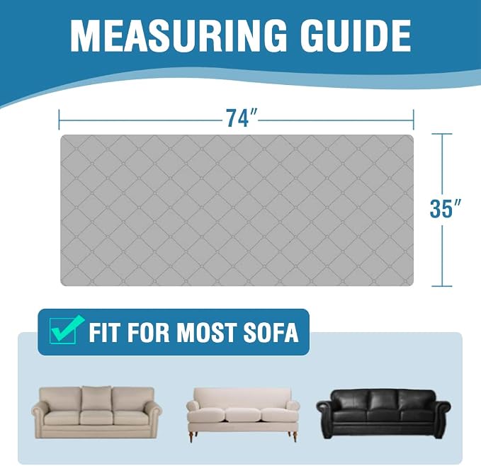 H.VERSAILTEX Couch Cover for Dogs Washable 100% Waterproof Sofa Cushion Cover Dog Bed Cover Non-Slip Pet Blanket for Sofa Cushion Protector, 35" x 74", Grey