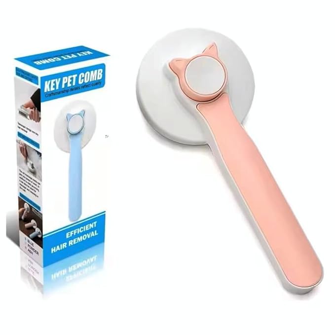 Generic Cat & Dog Grooming Brush, Pink - Self-Cleaning Slicker Brush with Massage Particles, Removes Loose Undercoat, Ergonomic Handle
