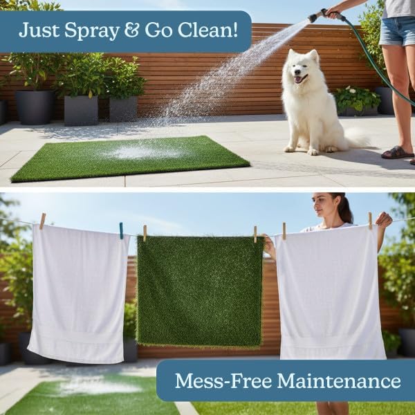 PETMAKER Artificial Grass Puppy Pee Pad for Dogs, Set of 3, 18.25”x14.25” | Reusable Turf Pads for Small Dogs, Indoor and Outdoor Fake Grass Potty, Pet Housebreaking Supplies