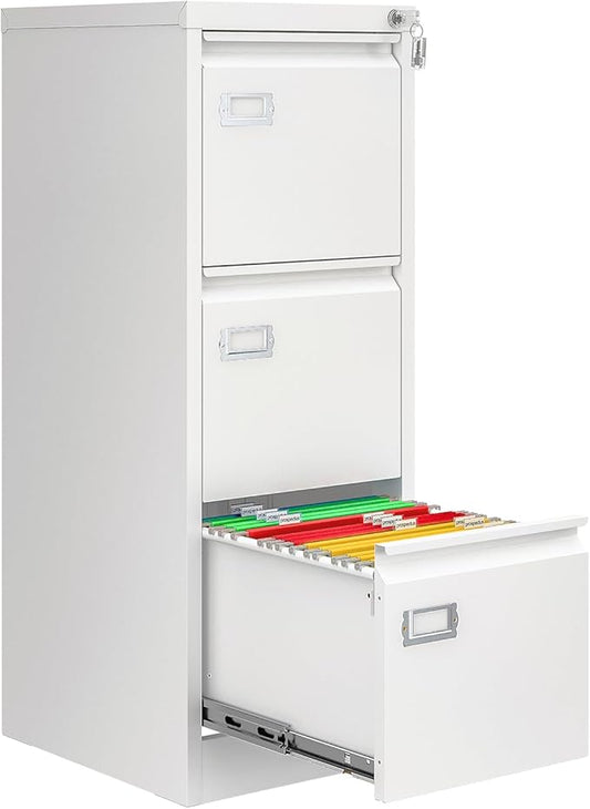 3 Drawer File Cabinet with Lock, Metal Filing Cabinets