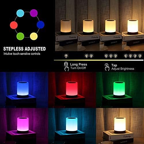 Bedside Lamp, Touch Lamp for Bedrooms, Table Lamp with Dimmable Warm Light, Rechargeable Portable Touch Sensor LED Color Changing RGB Night Light, Best Gifts for Baby, Teens, Kids Adults