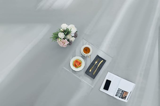 Clear Sturdy Acrylic Serving Tray with Handles-24x24Inch-Serving Coffee,Appetizer,Breakfast,Butler-Kitchen Countertop Tray-Makeup Drawer Organizer-Vanity Table,Ottoman Tray-Decorative Tray