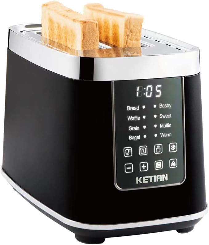 Smart Toaster Touchscreen, KETIAN Automatic Electric Digital Toaster 2 Slice