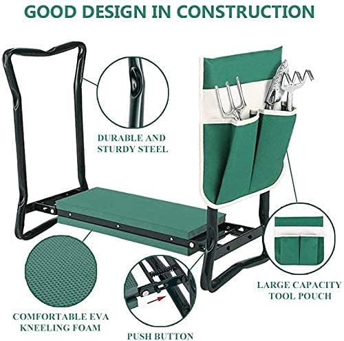 BESTHLS Garden Kneeler and Seat - Heavy Duty Folding Stool with Thick Pad, Tool Pouch, 330 lbs Capacity - Knee & Back Support, Perfect for Seniors, Women, Men