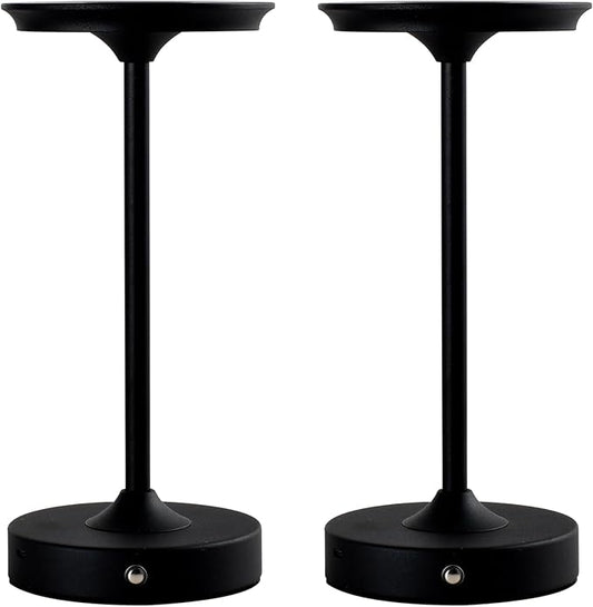 2 Pack Rechargeable Table Lamp, LED Cordless Table Lamp, 5000mAh Battery Operated Portable Table Light,Dimming for Restaurant/Patio/Outdoor(Black)