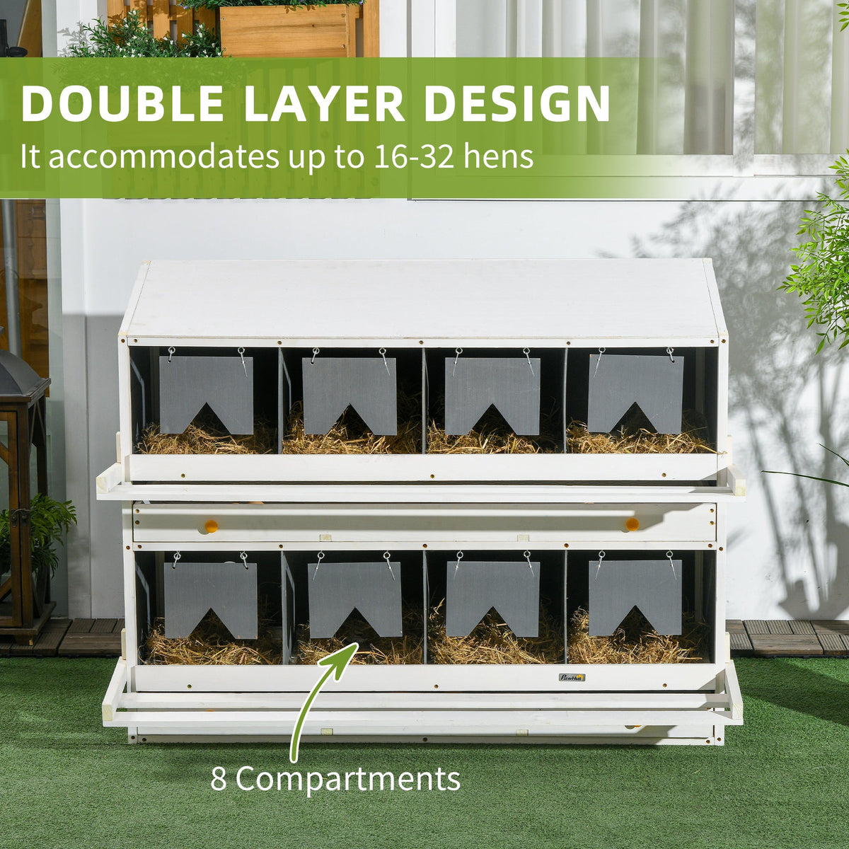 Chicken Nesting Box, 8 Compartment Wood Laying Boxes For Chicken Coop