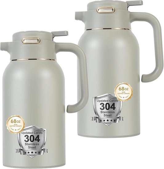 68 Oz Thermal Coffee Carafe, Stainless Steel Insulated Vacuum Coffee Carafes