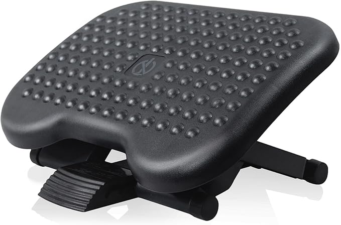 Under Desk Footrest Adjustable Height Comfy Foot Rest with 30 Degree Angle Adjustment for Comfort Home, Office Pressure Relief