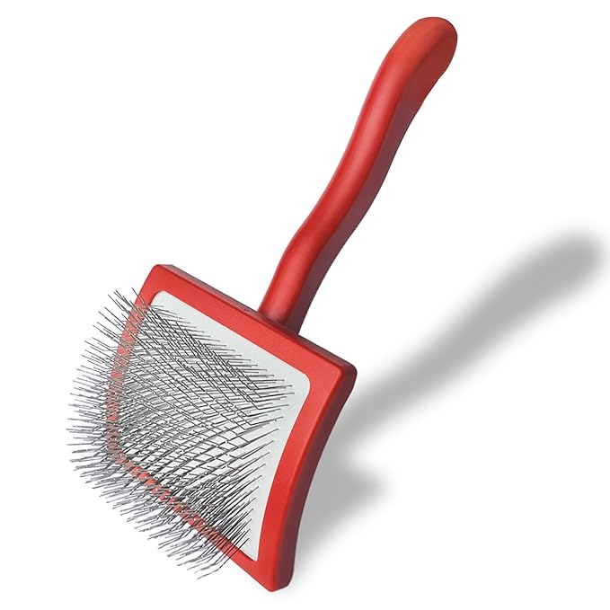 Dog Slicker Brush for Doodle Grooming,Dog Brush for Poodles,Long Pin Haired Pet Slicker Brush for Goldendoodles, Labradoodles,Bernedoodles (Red)