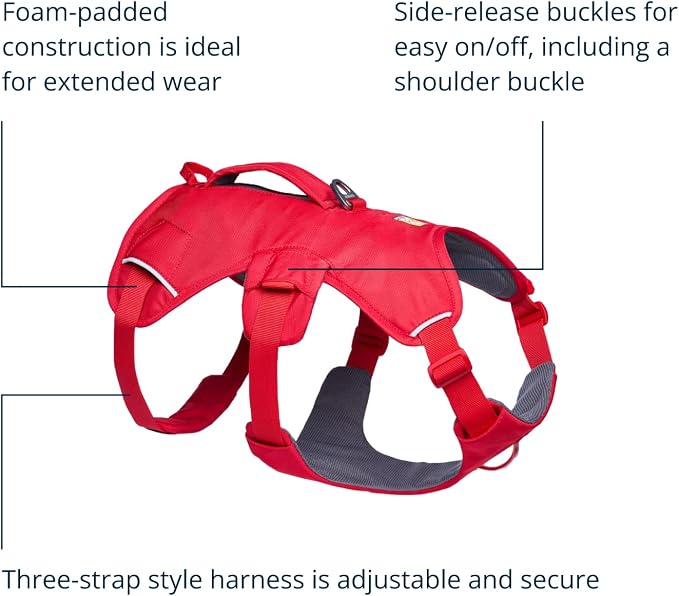 Ruffwear, Web Master, Multi-Use Support Dog Harness, Hiking and Trail Running, Service and Working, Everyday Wear, Red Canyon, XX-Small