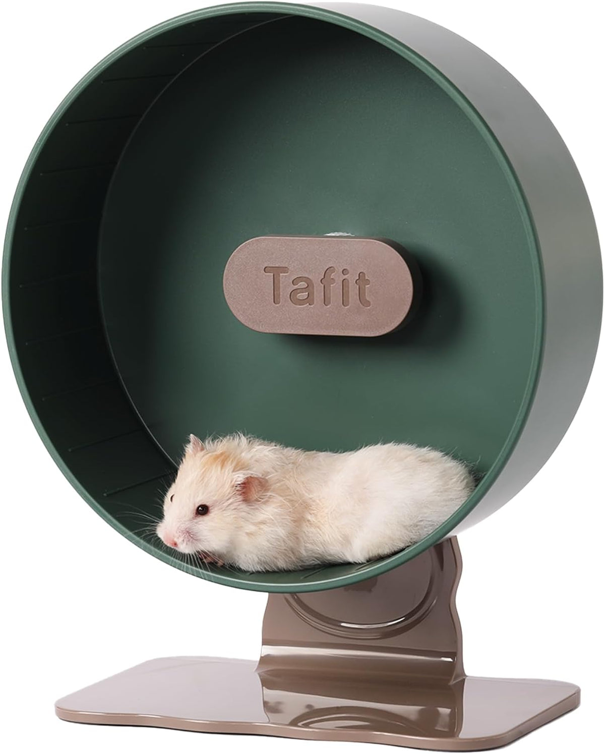 Quiet Hamster Wheel 10.2 Inch Dual-Bearings Silent Small Animals Running Exercise Wheel Height Adjustable for Syrian Hamsters, Gerbils, Rats, or Other Small Pets, Avocado Green