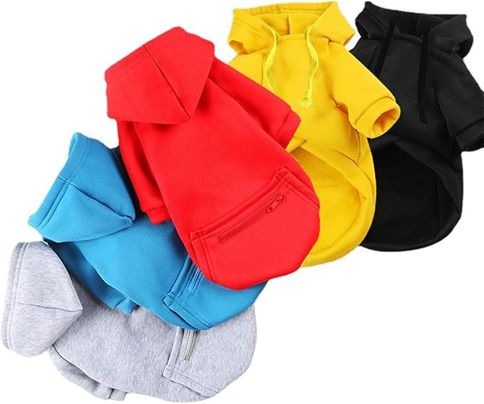 Jecikelon Winter Dog Hoodie Sweatshirts with Pockets Warm Clothes for Small Dogs Chihuahua Coat Puppy Custume Clothing (XX-Small, Y02-Blue)
