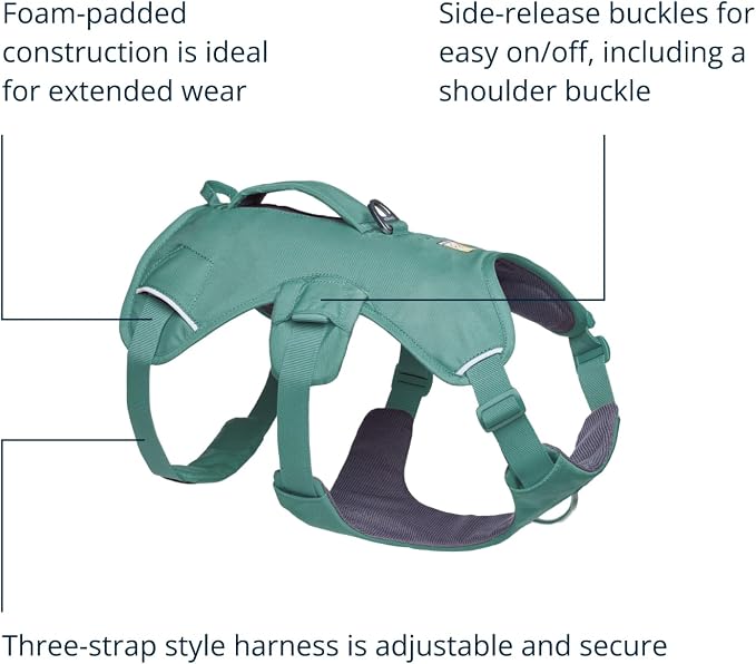 Ruffwear, Web Master, Multi-Use Support Dog Harness, Hiking and Trail Running, Service and Working, Everyday Wear, River Rock Green, X-Small