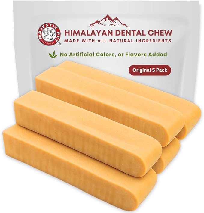 Majestic Pet Himalayan All-Natural Yak Cheese Dog Chews Made with 100% Cows Milk- Long Lasting Dental Chew for Dogs - Healthy Pet Treats (Dental & Bone Support, Regular, 5 Pack)
