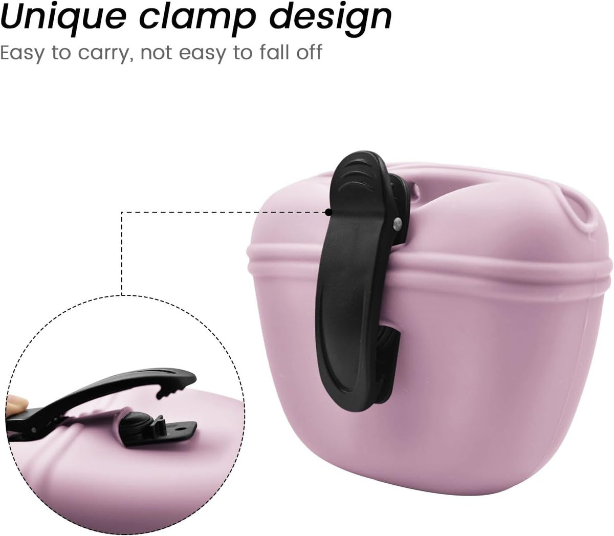 AUDWUD Silicone Dog Treat Pouch,With Dog Training Clicker,Clip on Portable Training Container,Convenient Magnetic Buckle Closing and Waist Clip