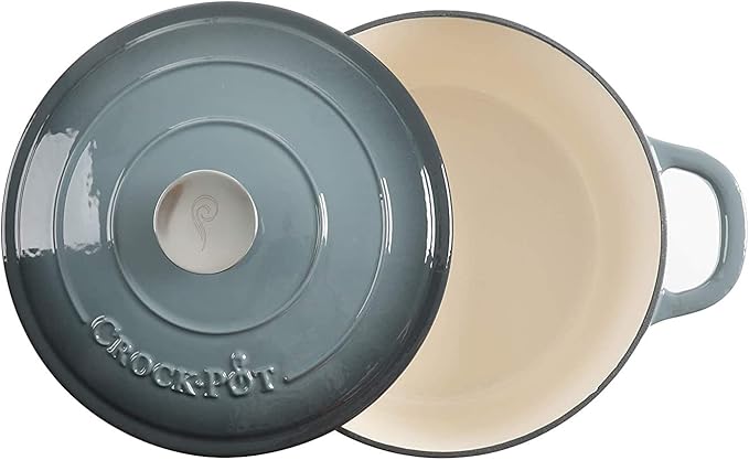 Crock Pot Artisan 5-Quart Round Enameled Cast Iron Dutch Oven – Slate Gray