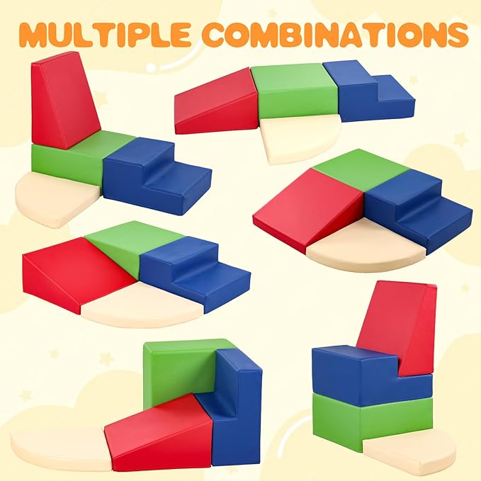 Sumbababy Soft Climbing Blocks for Toddlers: Waterproof PU Leather Play Set - 4 PCS Indoor Climber Toys for Kids - Outdoor Playground Equipment - Ideal Gift for Daycare & Preschool