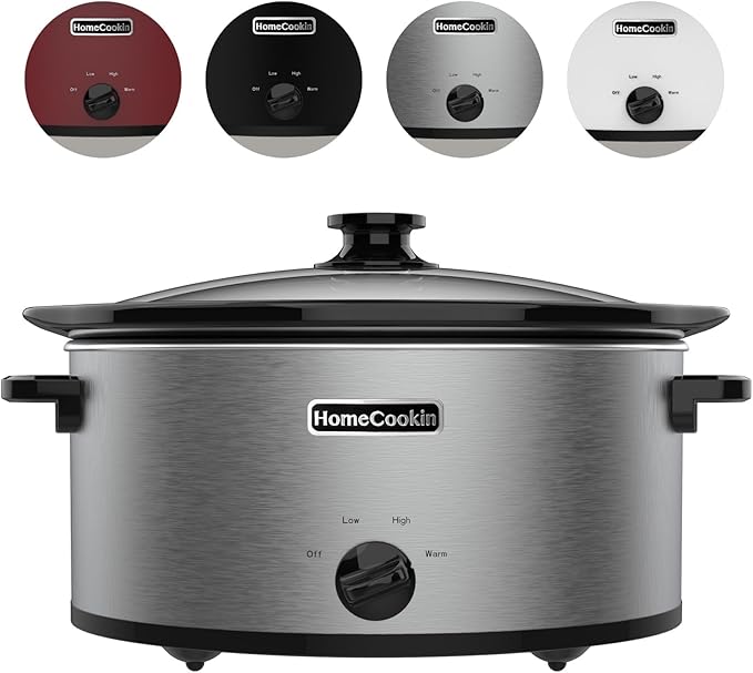 HOMECOOKIN 6 Quart Slow Cooker Oval Manual Pot Food Warmer