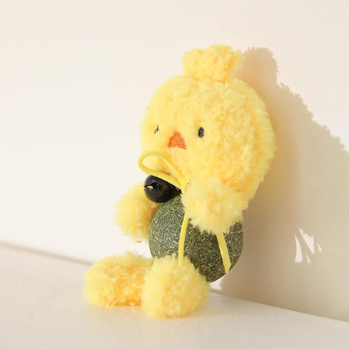 Cat Toys with Catnip Kitten Chew Bite Supplies Boredom Relief Fluffy Kitty Teeth Cleaning Chewing Cat Lovers Interactive Plush Gift (New Duck)