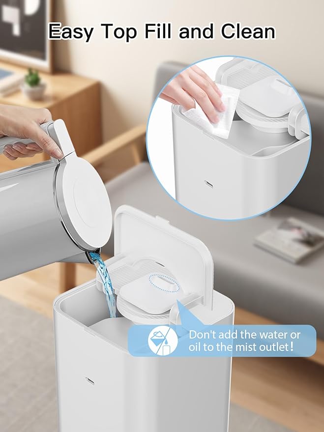 Zeova 10L/2.64Gal Humidifiers for Bedroom, Top Fill Quiet Ultrasonic Cool Mist