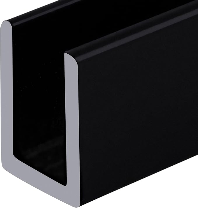Brixwell SDCD38MBL-CCP72 Matte Black 3/8" Fixed Panel Shower Door Deep U-Channel