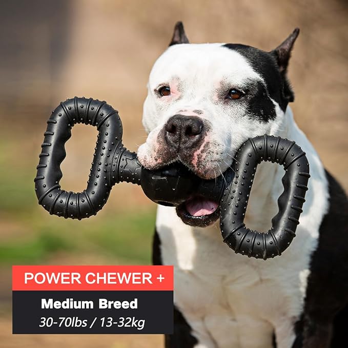 Natural Rubber Dog Toys for Medium Aggressive Chewers - Lifetime Replacement - Tough Tug War Dog Toy for Medium Dogs Tooth Clean, Black