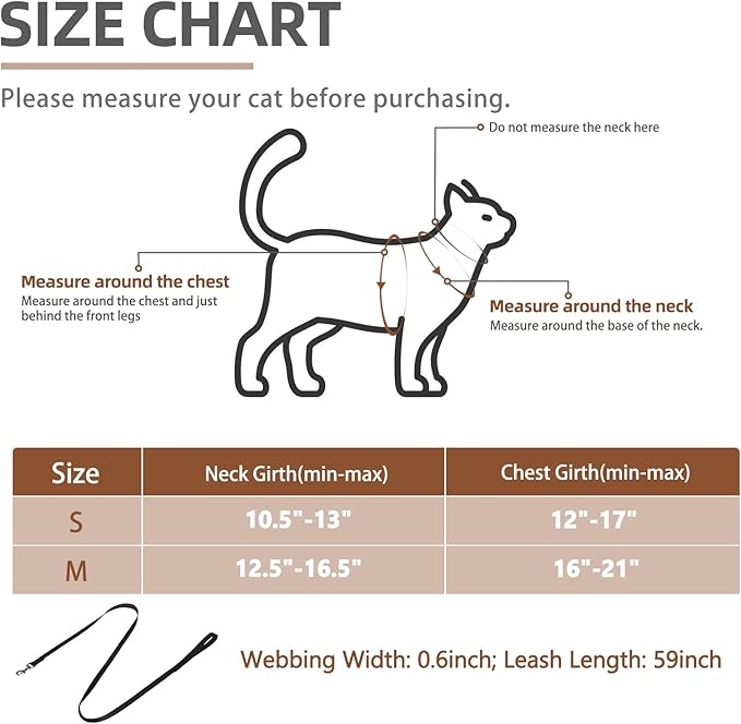 PUPTECK Cat Harness and Leash Set Escape Proof, Adjustable Reflective Kitten Jacket Easy Control, Pet Vest Harness for Cats Small Dogs Puppies Walking and Travel