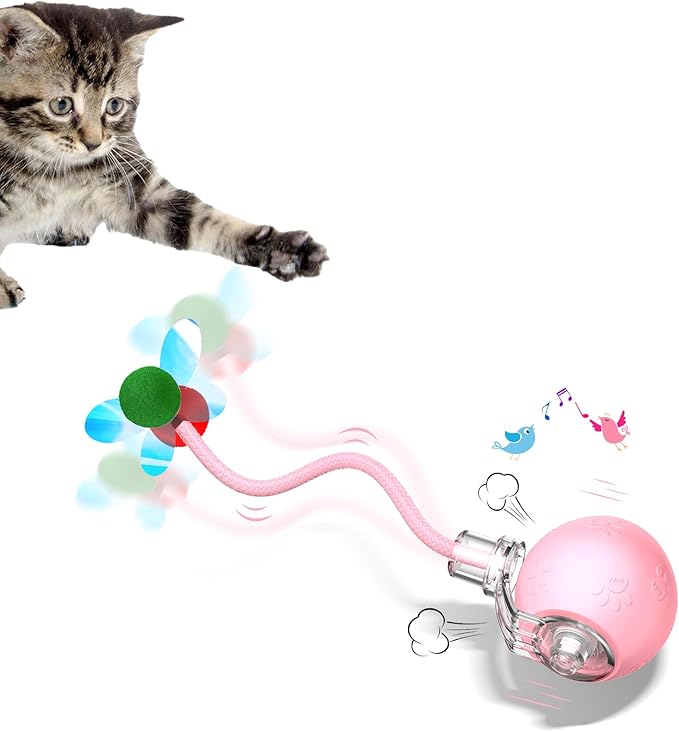 Interactive Cat Toys for Indoor Cats - Kitten Toy with Speedy Tail 2.0, Automatic Cat Toys for Bored Indoor Adult Cats, Motion-Activated, 2025 New Upgraded, USB Rechargeable (Pink)