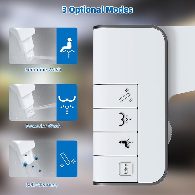 Hibbent Bidet Attachment for Toilet, Non-Electric Dual Nozzle for Frontal &