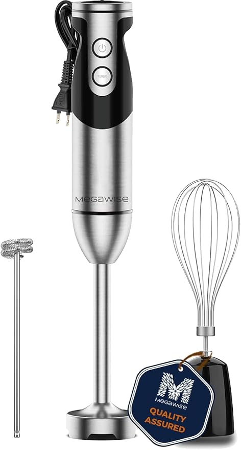 MegaWise Pro Titanium Reinforced 3-in-1 Immersion Hand Blender, Powerful Copper