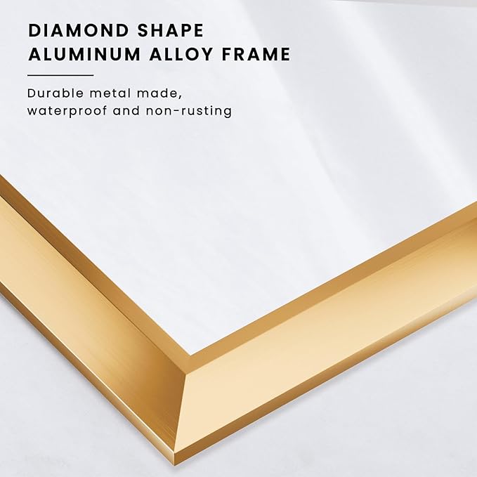 Amorho Bathroom Mirror, 24x36 Inch Golden Thick Metal Framed Wall Mirrors